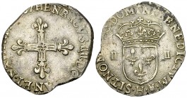 Henri IV, AR 1/4 Ecu 1607 H 

France, Royaume. Henri IV (1589-1610). AR 1/4 Ecu 1607 H (29-30 mm, 9.55 g), La Rochelle.
Dupl. 1222.

Flan irrégul...
