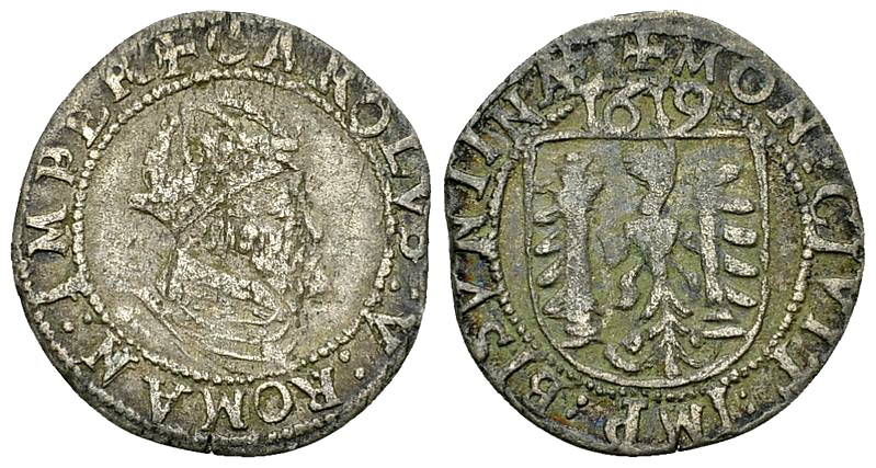 Besançon, AR Carolus 1619 

France, Besançon. Charles V. AR Carolus 1619 (19 m...