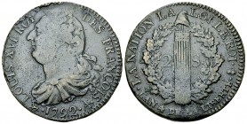 France, AE "Métal de cloche" 2 Sols 1792 A, Paris 

France, Constitution. Louis XVI. (1774-1792). AE "Métal de cloche"&nbsp; 2 Sols 1792 A (33 mm, 2...
