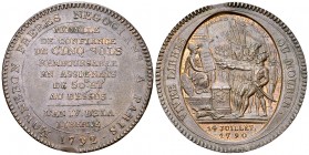 France, AE Médaille de 5 Sols AN IV 

France, Constitution 1791-1792. AE Médaille des Frères Monneron de 5 Sols AN IV/1792 (39-40 mm, 26.43 g), Pari...