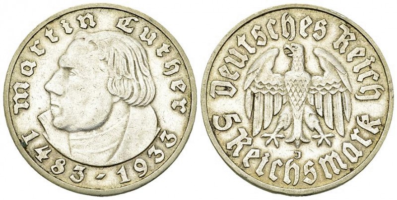 Deutschland, AR 5 Reichsmark 1933 J, Luther 

Deutschland, Weimarer Republik. ...