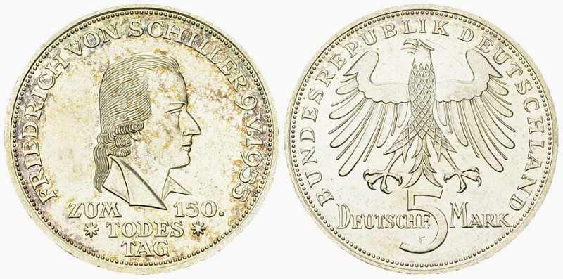 Deutschland, AR 5 Mark 1955 F, Schiller 

Deutschland, Bundesrepublik. AR 5 Ma...