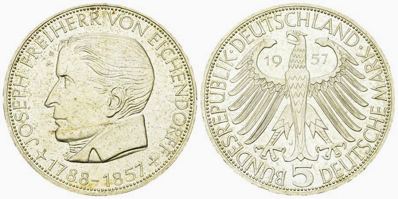 Deutschland, AR 5 Mark 1957 J, Eichendorff 

Deutschland, Bundesrepublik. AR 5...