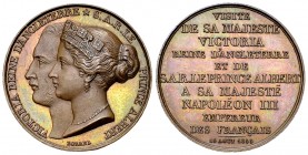 Great Britain/France, AE Medal 1855 

Great Britain/France. AE Medal 1855 (25 mm, 8.88 g), commemorating the visit of Queen Victoria and Albert to N...