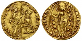 Michele Steno, AV Ducato 

Italia, Venezia. Michele Steno (1400-1413). AV Ducato (3.54 g).
D. MIChAEL STEN S M VENET, S. Marco nimbato, stante a si...