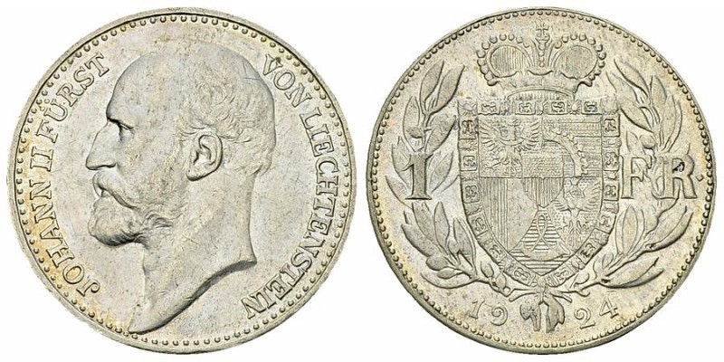 Johann II, AR 1 Franken 1924 

Liechtenstein, Fürstentum. Johann II (1858-1929...