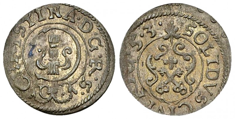 Livonia BI Solidus 1653 

Livonia. Christina of Sweden. BI Solidus 1653 (15 mm...