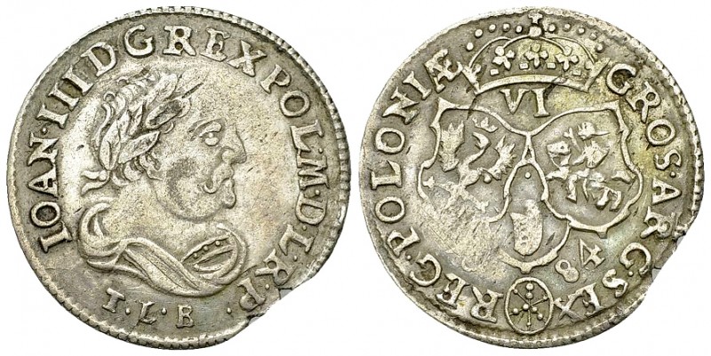 Poland AR 6 Groszy 1684 

Poland. John III Sobieski. AR 6 Groszy 1684 (25 mm, ...