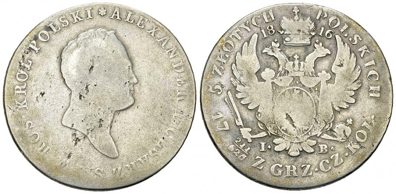 Poland AR 5 Zlotych 1816 IB 

Poland. Alexander I. AR 5 Zlotych 1816 IB (33 mm...