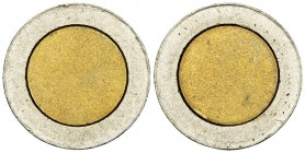 Portugal Bimetallic 100 Escudos 

Portugal. Bimetallic 100 Escudos flan (25 mm, 8.33 g).

Rare. Extremely fine.