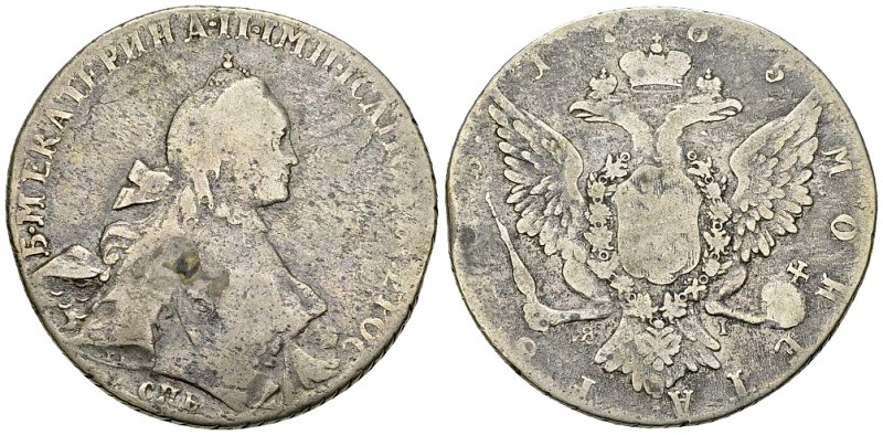 Catherine II AR Rouble 1765 

Russia. Catherine II (1762-1796). AR 1 Rouble 17...