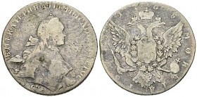 Catherine II AR Rouble 1765 

Russia. Catherine II (1762-1796). AR 1 Rouble 1765 (37-38 mm, 22.77 g), St. Petersburg. 
Bit. 187.

Fine.