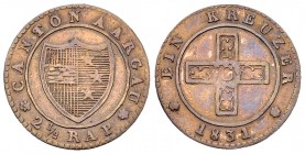 Aargau, BI 2 1/2 Rappen 1831 

Schweiz, Aargau. BI 2 1/2 Rappen 1831 (0.95 g).
HMZ 2-25a.

Sehr schön.
