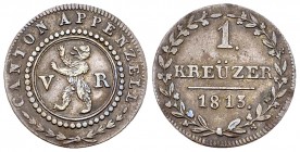 Appenzell Ausserrhoden, BI 1 Kreuzer 1813 

Schweiz. Appenzell Ausserrhoden. BI 1 Kreuzer 1813 (1.10 g).
HMZ 2-33a.

Gutes sehr schön.