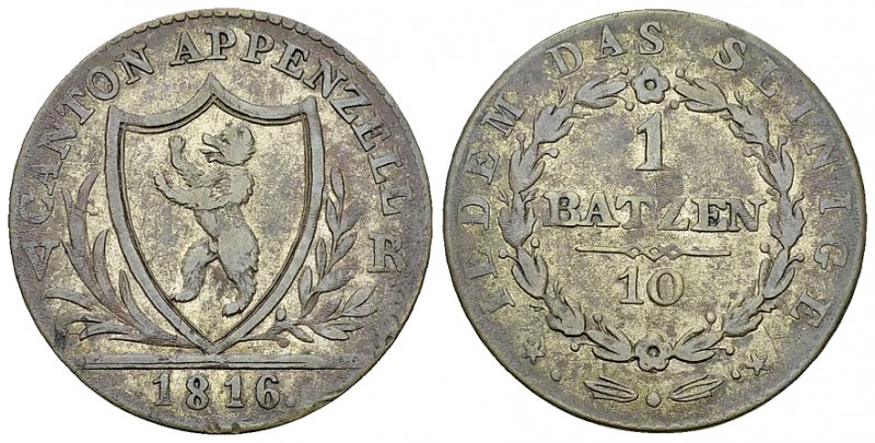 Appenzell Ausserrhoden, BI 1 Batzen 1816 

Appenzell Ausserrhoden. BI 1 Batzen...