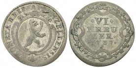 Appenzell Innerrhoden, BI 6 Kreuzer 1737 

Schweiz. Appenzell Innerrhoden. BI 6 Kreuzer 1737 (2.53 g).
HMZ 2-39a.

Selten. Sehr schön.