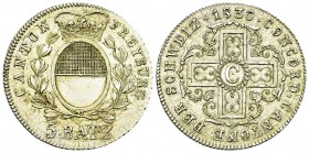 Freiburg, AR 5 Batzen 1830 

Schweiz, Freiburg/Fribourg. AR 5 Batzen 1830 (25 mm, 4.42 g).
 HMZ 2-285g.

Fast vorzüglich.