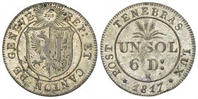 Genf, BI 1 Sol 6 Deniers 1817 

Schweiz, Genf /Genève. BI 1 Sol 6 Deniers 1817 (1.20 g).
HMZ 2-358a.

Vorzüglich.