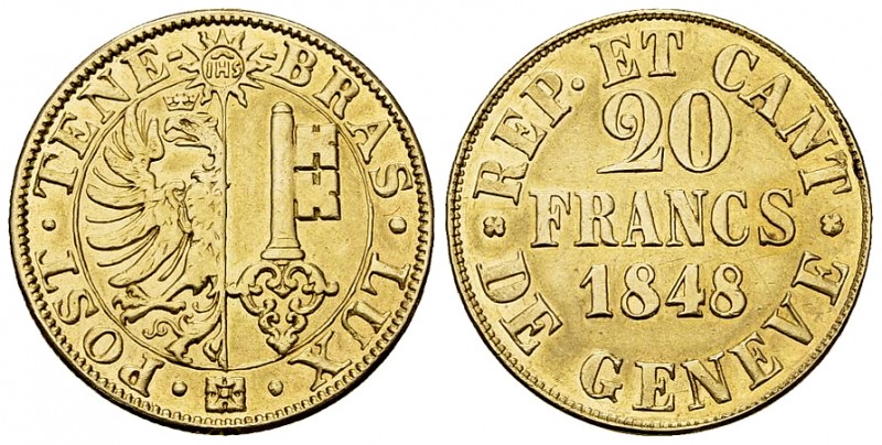 Genf, AV 20 Francs 1848 

Schweiz. Genf /Genève. AV 20 Francs 1848 (7.58 g).
...