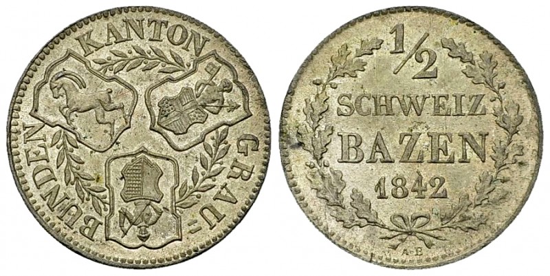 Graubünden, BI 1/2 Batzen 1842 

Schweiz. Graubünden, Kanton. BI 1/2 Batzen 18...
