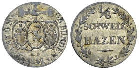 Graubünden, BI 1/6 Batzen 1842 

Schweiz. Graubünden, Kanton. BI 1/6 Batzen 1842 (0.77 g).
HMZ 2-607c.

Sehr schön bis vorzüglich.