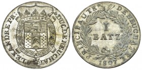 Neuenburg, BI Batzen 1807 

Schweiz, Neuenburg /Neuchâtel. Alexandre Berthier (1806-1814). BI Batzen 1807 (3.69 g).
HMZ 2-722b.

Vorzüglich.