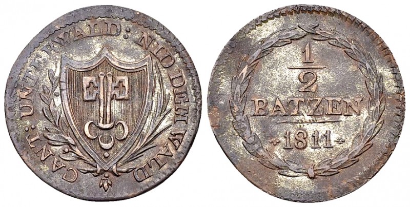 Nidwalden, BI 1/2 Batzen 1811 

Schweiz, Nidwalden. BI 1/2 Batzen 1811 (2.05 g...