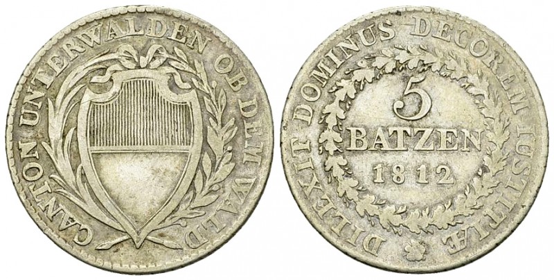 Obwalden, AR 5 Batzen 1812 

Schweiz, Obwalden. AR 5 Batzen 1812 (4.58 g).
HM...