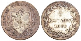Schaffhausen, BI 1/2 Batzen 1809 

Schweiz, Schaffhausen. BI 1/2 Batzen 1809 (1.92 g).
HMZ 2-776b.

Sehr schön.