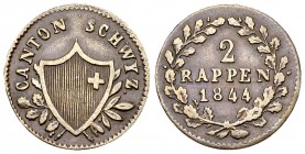 Schwyz, BI 2 Rappen 1844 

Schweiz, Schwyz, Kanton. BI 2 Rappen 1844 (17 mm, 1.14 g). 
HMZ 2-810l. 

Sehr schön.