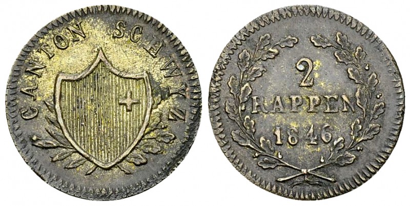 Schwyz, BI 2 Rappen 1846 

Schweiz, Schwyz, Kanton. BI 2 Rappen 1846 (18 mm, 1...