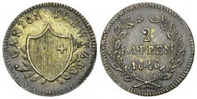 Schwyz, BI 2 Rappen 1846 

Schweiz, Schwyz, Kanton. BI 2 Rappen 1846 (18 mm, 1.22 g). 
HMZ 2-810n. 

Gutes sehr schön.