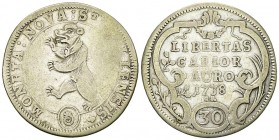 St. Gallen, AR 30 Kreuzer 1738 

Schweiz, St. Gallen, Stadt. AR 30 Kreuzer 1738 (30-31 mm, 6.71 g). 
HMZ 2-904a. 

Schön bis sehr schön.