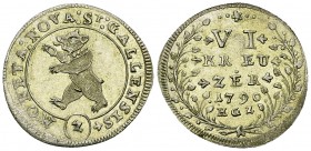 St. Gallen, AR 6 Kreuzer 1790 

Schweiz, St. Gallen. AR 6 Kreuzer 1790 (2.78 g).
HMZ 2-906l.

Gutes vorzüglich.