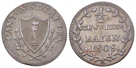 St. Gallen, BI 1/2 Batzen 1808 

Schweiz, St. Gallen. BI 1/2 Batzen 1808 (1.88 g).
HMZ 2-917b.

Sehr schön.