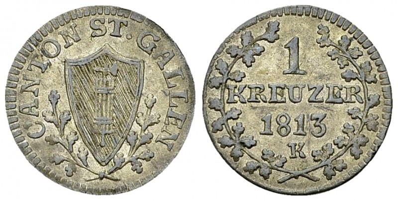 St. Gallen, BI 1 Kreuzer 1813 

Schweiz, St. Gallen. BI 1 Kreuzer 1813 (0.93 g...