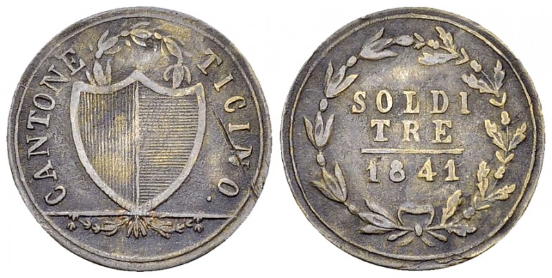 Tessin, BI 3 Soldi 1841 

Schweiz, Tessin /Ticino. BI 3 Soldi 1841 (1.72 g).
...