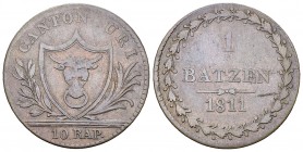 Uri, BI Batzen 1811 

Schweiz, Uri. BI Batzen 1811 (2.53 g).
HMZ 2-994a.

Selten. Schön bis sehr schön.