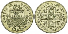 Waadt, AR 5 Batzen 1827 

Schweiz, Vaud/ Waadt. AR 5 Batzen 1827 (4.37 g).
HMZ 2-1002k.

Vorzüglich.