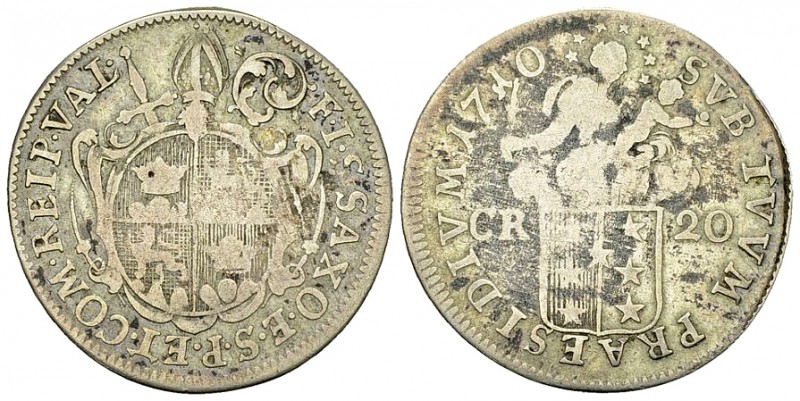 Wallis, AR 20 Kreuzer 1710 

Schweiz, Wallis, Bistum Sitten. AR 20 Kreuzer 171...