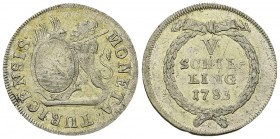 Zürich, AR 5 Schilling 1783 

Schweiz. Zürich. AR 5 Schilling 1783 (2.64 g).
HMZ 2-1168b.

Sehr schön bis vorzüglich.