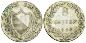 Zürich, AR 8 Batzen 1810 

Schweiz, Zürich. AR 8 Batzen 1810 (7.22 g).
HMZ 2-1175a.

Schön bis sehr schön.