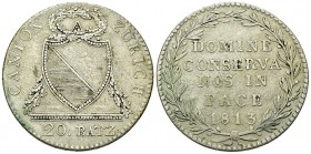 Zürich, AR 20 Batzen 1813 

Schweiz, Zürich. AR 20 Batzen 1813 (14.55 g).
HMZ 2-1173a.

Rauhe Oberflächen, sonst sehr schön.