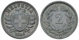 Schweiz, Zink 2 Rappen 1946 

Schweiz, Eidgenossenschaft. Zink 2 Rappen 1946 (2.43 g).
KM 4.2b.

Selteneres Jahr. Fast unzirkuliert.