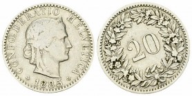 Schweiz, 20 Rappen 1885, ca. 40° verdreht 

Schweiz, Eidgenossenschaft. Fehlprägungen. 20 Rappen 1885 (3.96 g), ca. 40° verdreht.
Richter -.

Seh...