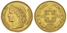 Schweiz, AV 20 Franken 1889 B 

Schweiz, Eidgenossenschaft. AV 20 Franken 1889 B (21 mm, 6.42 g), Bern. Randschriftvariante, DOMINUS*** über Kopf. ...