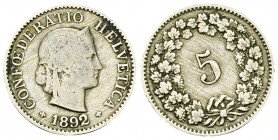 Schweiz, 5 Rappen 1892, ca. 30° verdreht 

Schweiz, Eidgenossenschaft. Fehlprägungen. 5 Rappen 1892 (1.98 g), ca. 30° verdreht.
Richter -.

Sehr ...