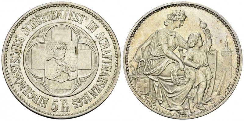 Schaffhausen, AR 5 Franken 1865, Eidg. Schützenfest 

Schweiz, Eidgenossenscha...