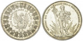 Basel, AR 5 Franken 1879, Eidg. Schützenfest 

Schweiz, Eidgenossenschaft. Basel. AR 5 Franken (Schützentaler) 1879 (24.95 g). Eidgenössisches Schüt...
