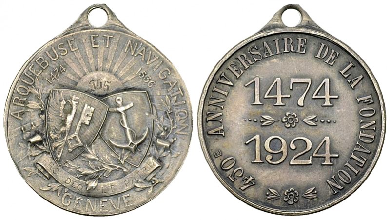 Genf, AR Schützenmedaille 1924, 450e anniversaire 

Schweiz, Eidgenossenschaft...